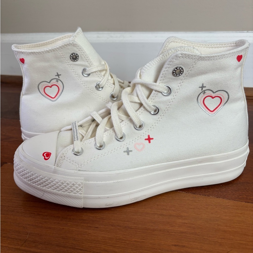 Converse Chuck Taylor All Star Lift Platform Y2K Heart High Top Sneaker size 8.5 - Picture 9 of 11